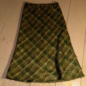 Olsen Mohair Blend Plaid Woven A-line Maxi Skirt